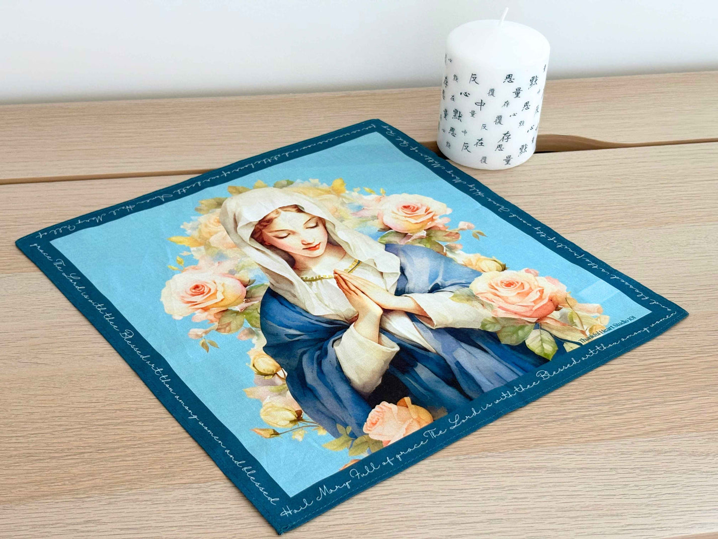 Treasured in Her Heart – Virgin Mary Edition ‧ 100% Cotton Handkerchief | 60s Combed Cotton