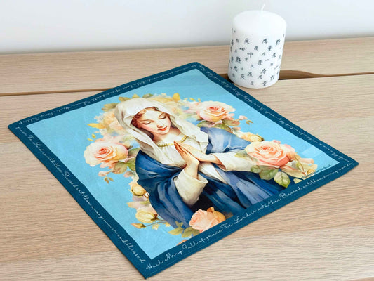 Treasured in Her Heart – Virgin Mary Edition ‧ 100% Cotton Handkerchief | 60s Combed Cotton