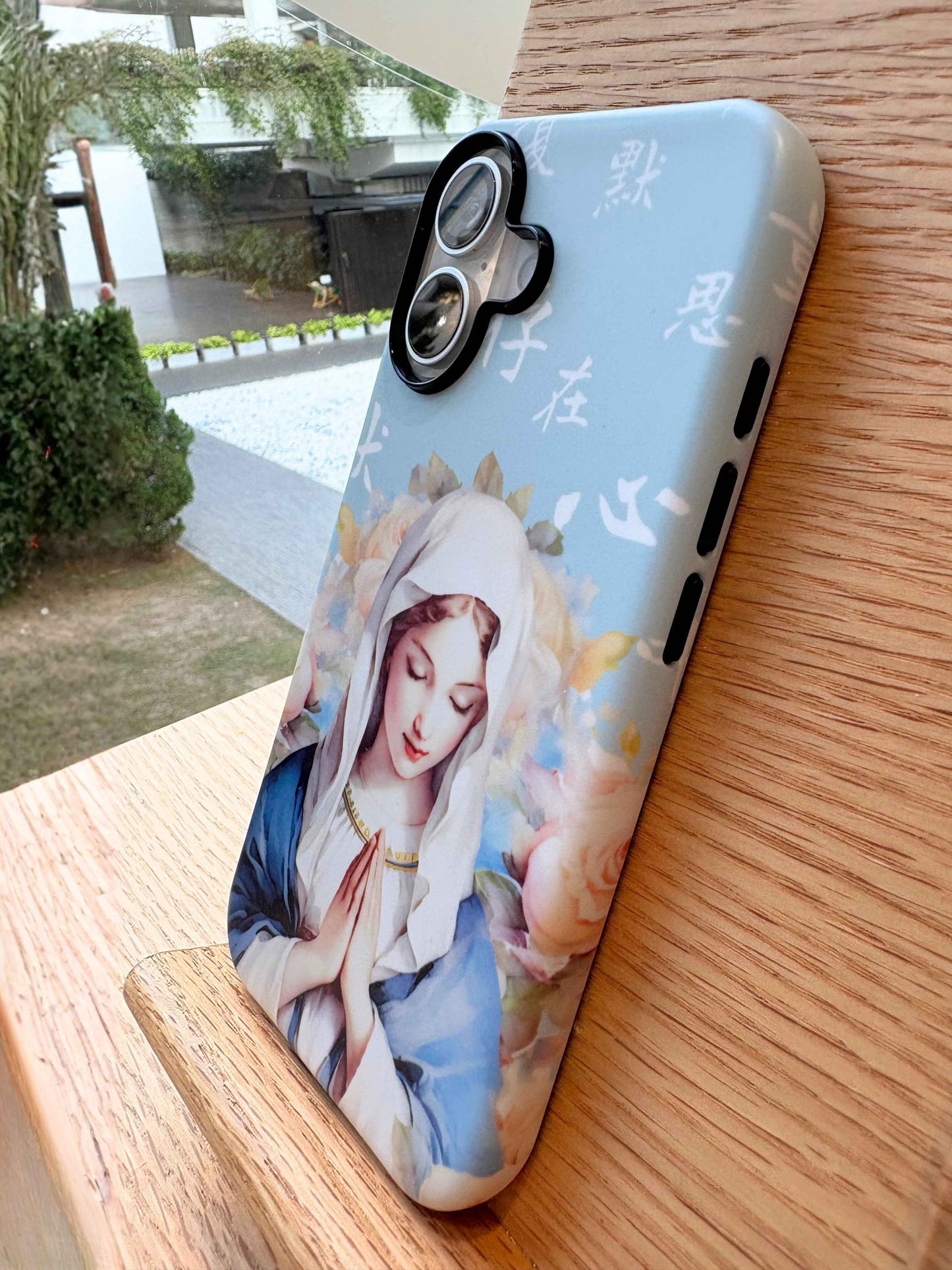 Treasured in Her Heart – Virgin Mary Edition · Pastel Blue Phone Case