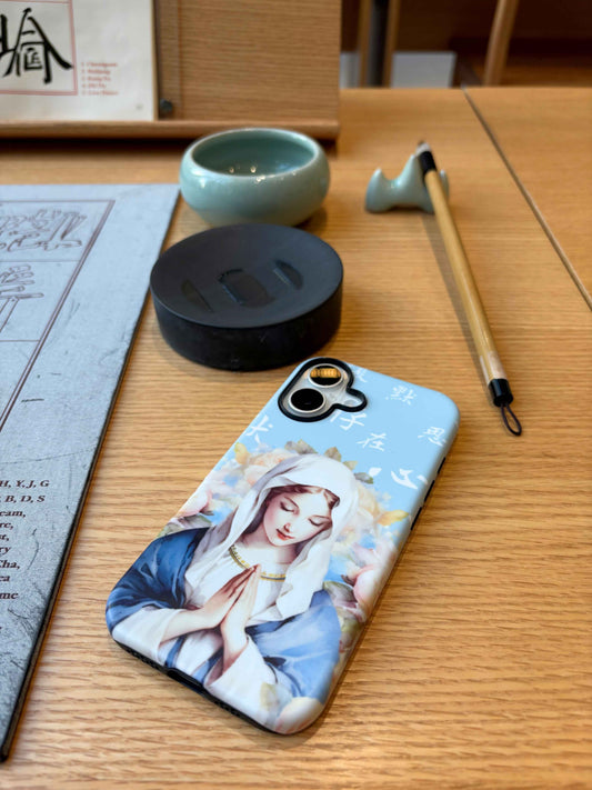 Treasured in Her Heart – Virgin Mary Edition · Pastel Blue Phone Case