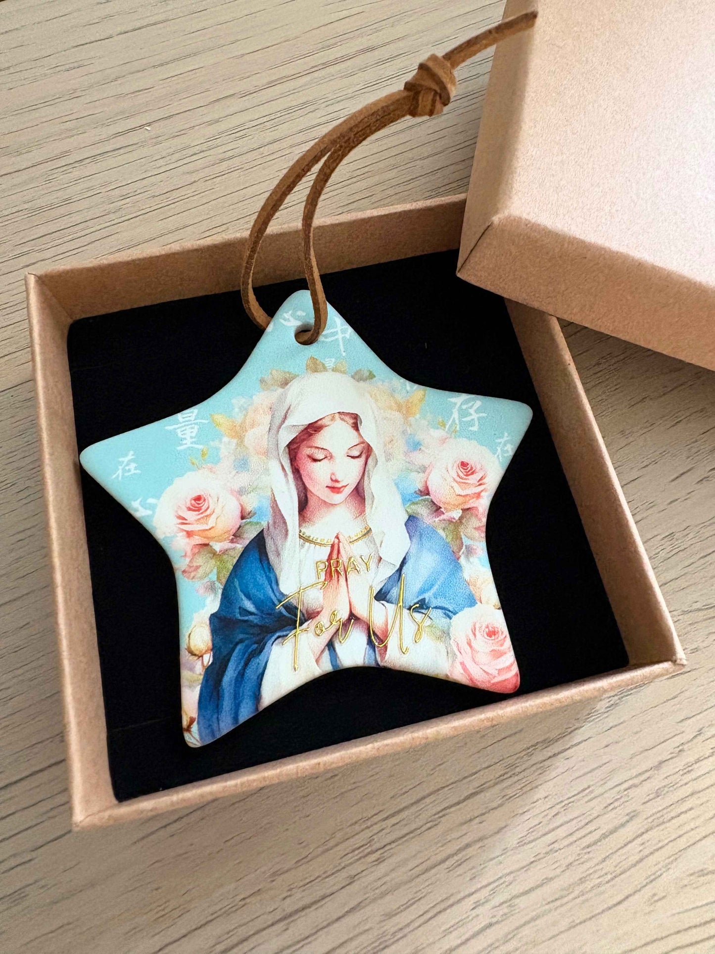 Treasured in Her Heart – Virgin Mary Edition · Star-shaped Ceramic Ornament (Pray for Us Edition)
