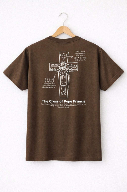 The Cross of Pope Francis系列‧ 日本厚磅純棉短袖T恤 | 深棕色